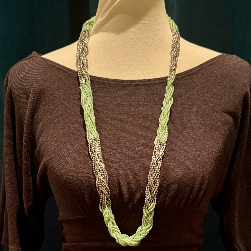 Braided Turquoise and Silver Necklace